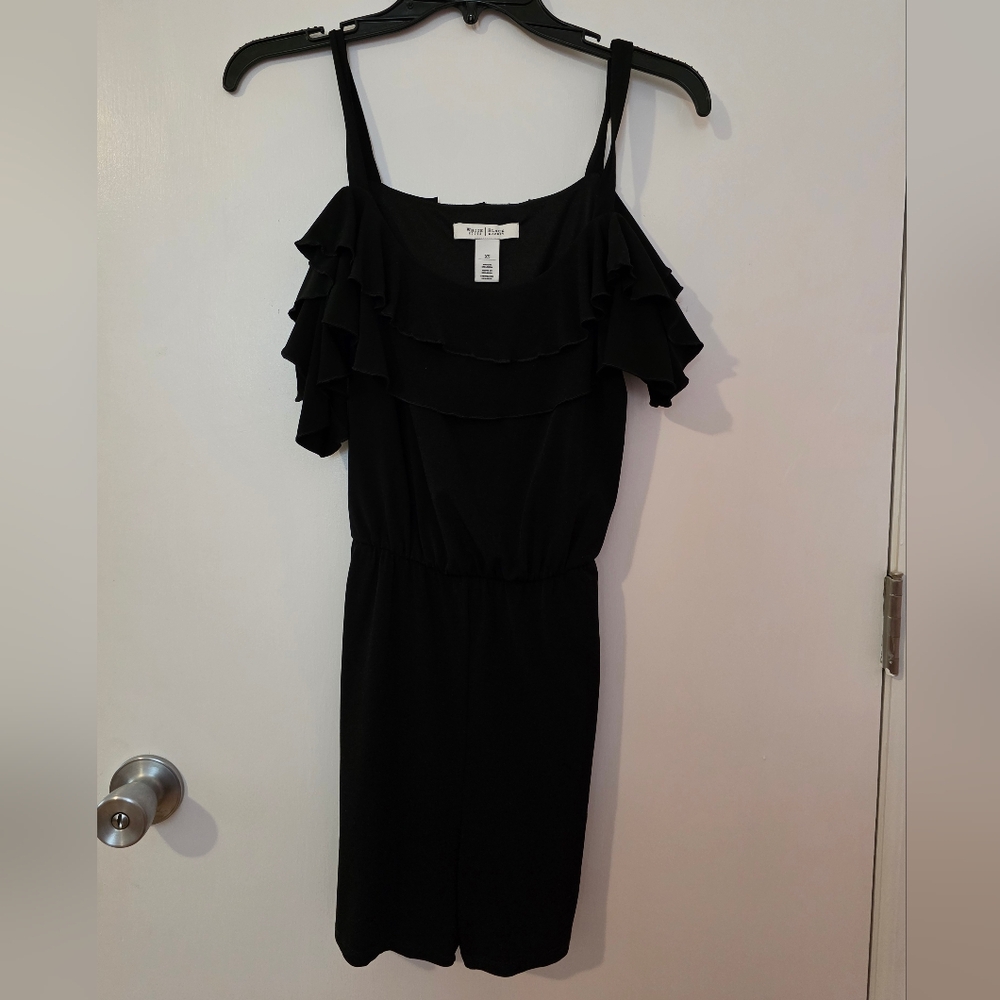 White House Black Market Black Ruffled ROMPER